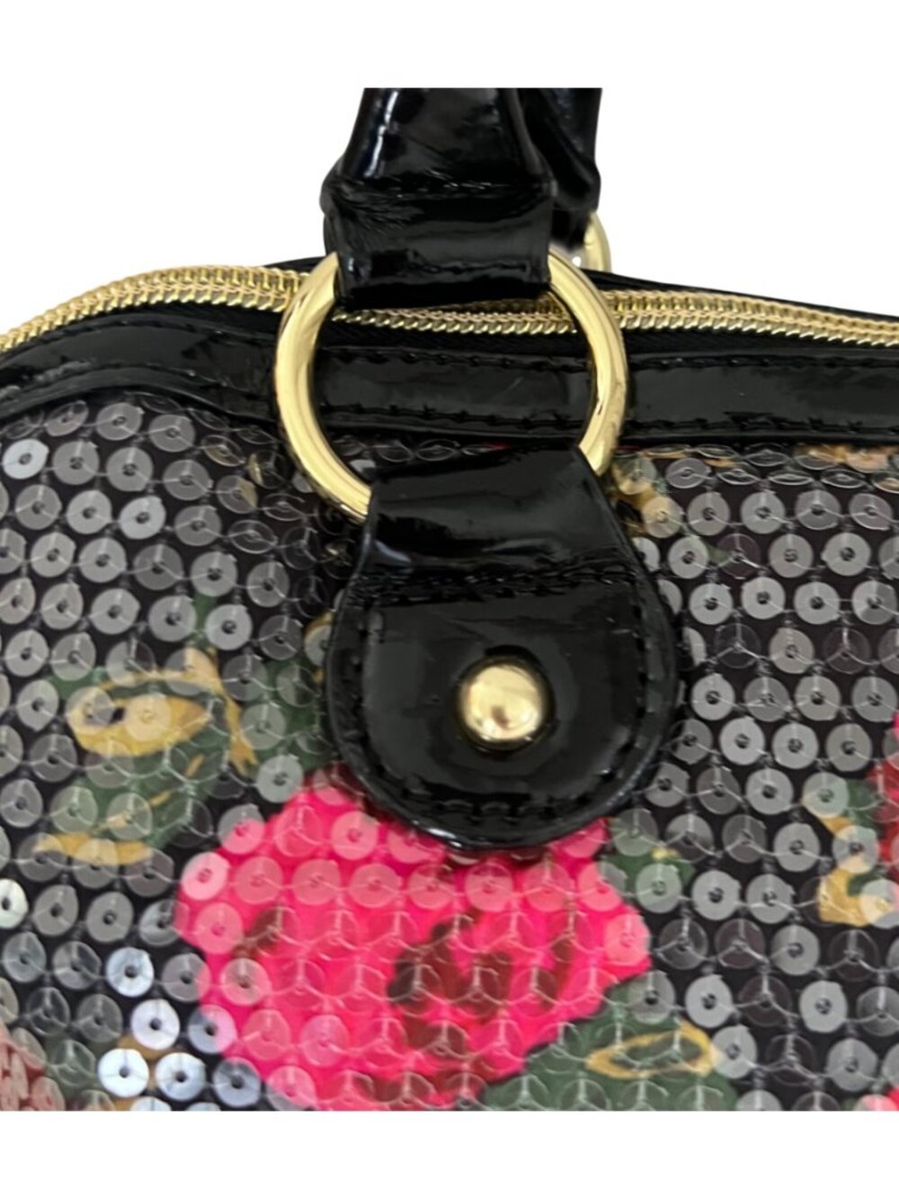 Betsey Johnson Floral Roses Sequin Handbag Satchel Purse Chic Whimsical - Picture 10 of 10